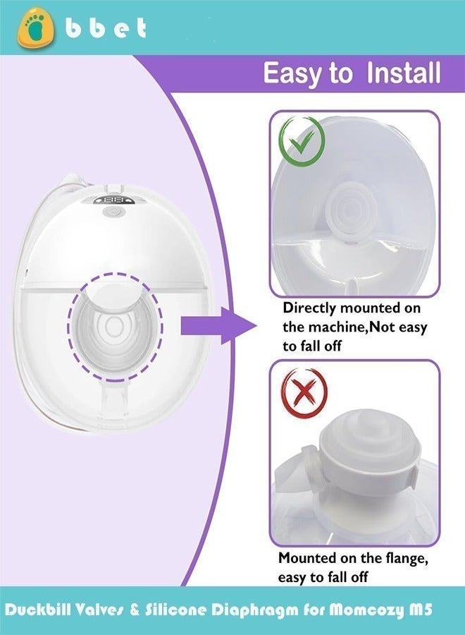 bbet 2pcs Duckbill Valves & 2pcs Silicone Diaphragm for Momcozy M5, Wearable Breastpump, Breast Pump Replacement Parts, Breastfeeding Essential Accessories - Image 2